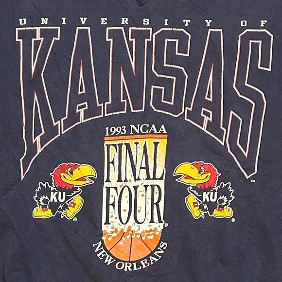 Vintage University of Kansas Jayhawks Final Four Crewneck Sweater Men Size Large - Picture 3 of 6